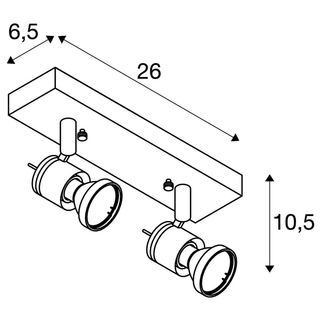 Applique / Plafonnier Asto 2 - GU10 - Alu brossé - IP20 - SLV