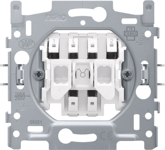 Socle interrupteur double allumage 10A - Quick connect - Niko
