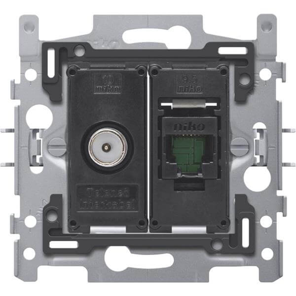 Socle prise TV / RJ45 - UTP Cat. 5 - Niko