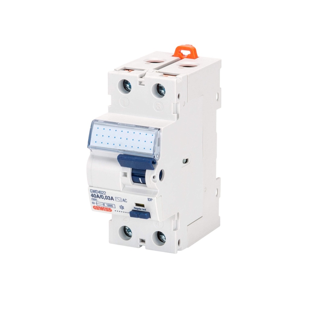 Interrupteur différentiel 2P - 63A - 30mA - Type A - Gewiss