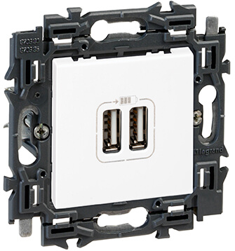 Prise chargeur USB 2,4A - Double - Type A - Valena Next - Blanc - Legrand