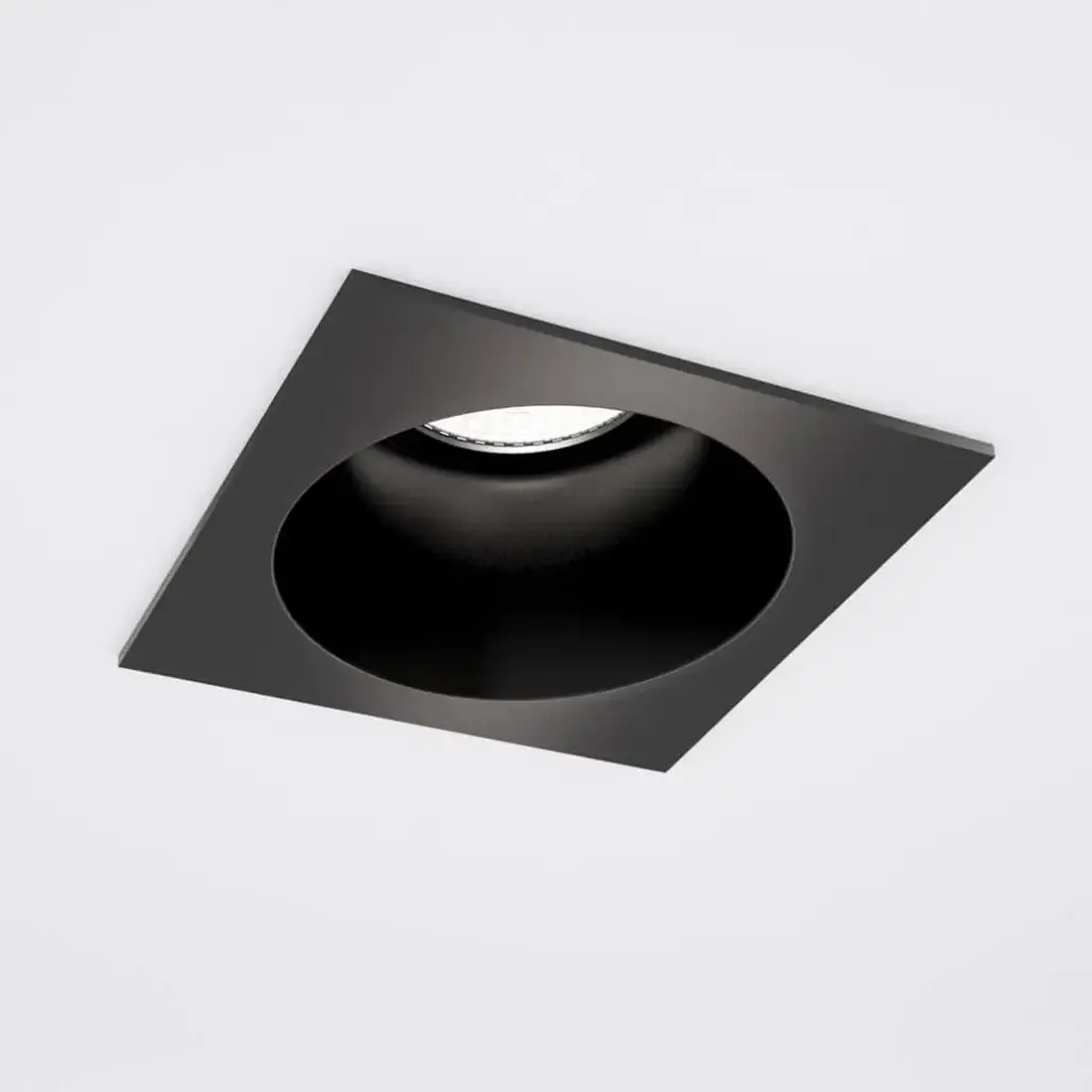 Spot encastré Valence - Carré - Fixe - à ressorts - GU10 - Noir structuré - ID to Light