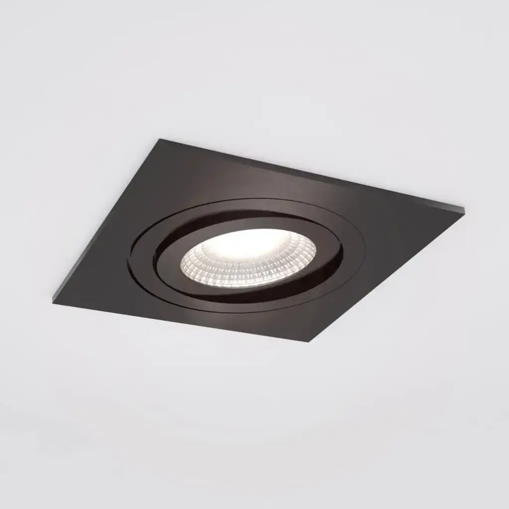 Spot encastré Silverstone - Carré - Orientable - à ressorts - Noir structuré - GU10 - ID To Light