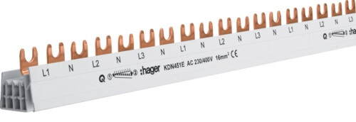 [HAGKDN451E] Barre de pontage 3P+N - 80A - 57M - A fourches - 16mm² - Hager