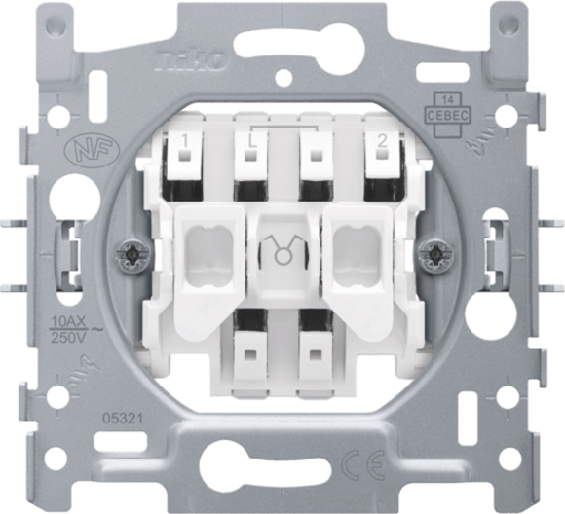[NIK170-01505] Socle interrupteur double allumage 10A - Quick connect - Niko