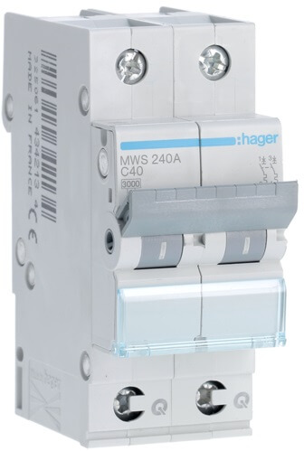 [HAGMWS240A] Disjoncteur 2P - 3KA - 40A - Courbe C - Quick connect - Hager