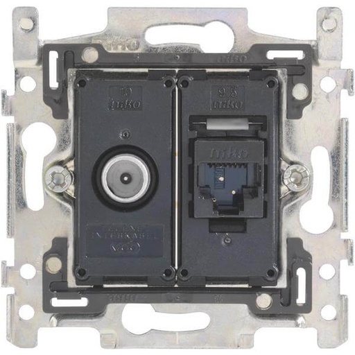 [NIK170-65258] Socle prise TV / RJ45 - UTP Cat. 6 - Niko