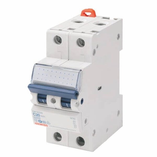 [GW92149] Disjoncteur MT45 - 2P - 4,5KA - 20A - Courbe C - Gewiss