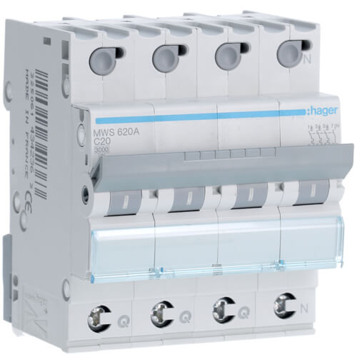 [HAGMWS610A] Disjoncteur 4P - 3KA - 10A - Courbe C - Quick-connect - Hager
