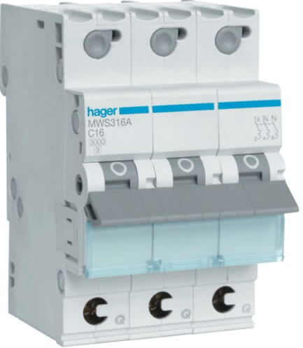 [HAGMWS310A] Disjoncteur 3P - 3KA - 10A - Courbe C - Quick connect - Hager