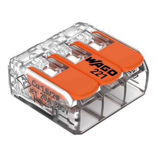 [WAG221-413/50pc] Borne de connexion à levier 3x0,2-4mm² - 50 pièces - Wago