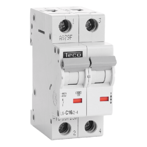 [TECL9C1624] Disjoncteur TC - 2P - 4,5KA - 16A - Courbe C - Teco