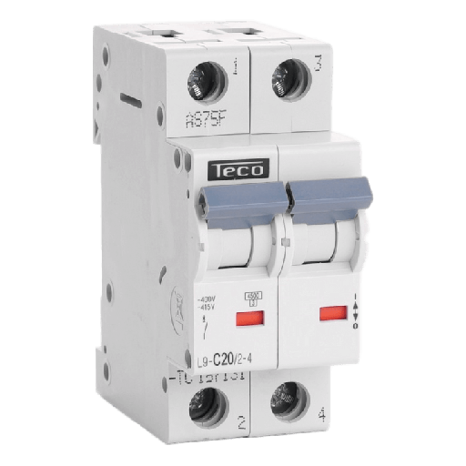 [TECL9C2024] Disjoncteur TC - 2P - 4,5KA - 20A - Courbe C - Teco
