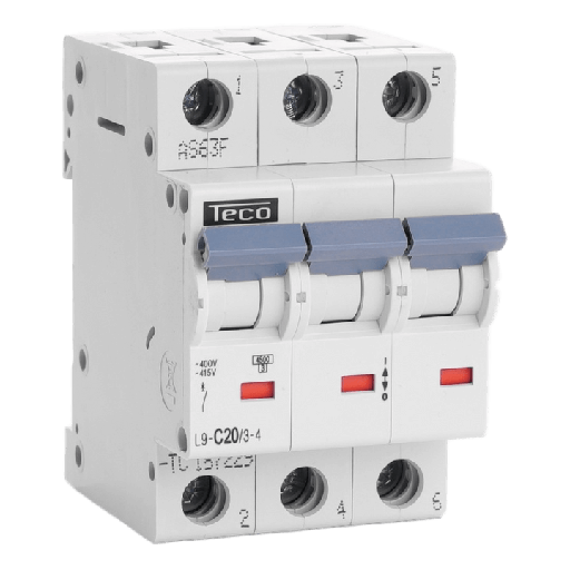 [TECL9C2034] Disjoncteur TC - 3P - 4,5KA - 20A - Courbe C - Teco