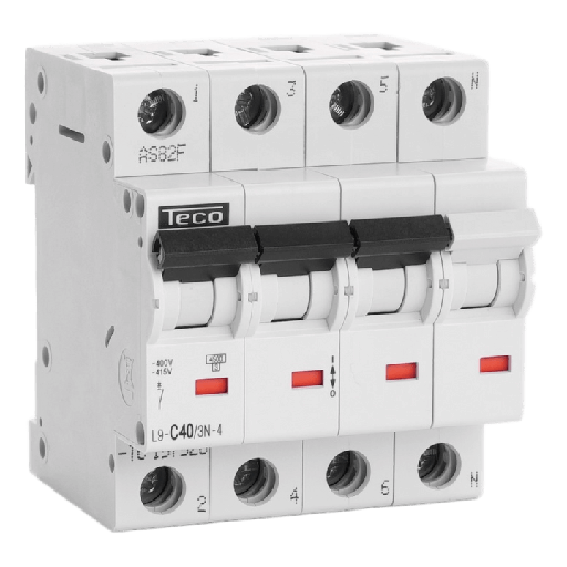 [TECL9C403N4] Disjoncteur TC - 4P - 4,5KA - 40A - Courbe C - Teco