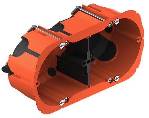 [HEL5022] Boîtier double (hor./vert.) étanche pour cloison creuse H.47mm Helia O-range Econ