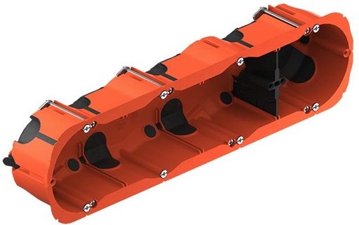 [HEL5024] Boîtier quadruple (hor./vert.) étanche pour cloison creuse H.47mm Helia O-range Econ