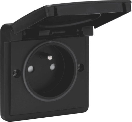 [NIK761-36605] Prise mono Hydro 2P+T - Quick Connect - Noir - IP55 16A - 250V - Niko