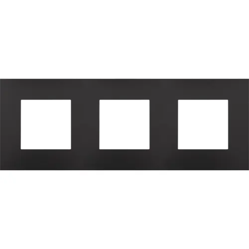 [NIK200-76700] Plaque triple horizontale - Entraxe 71mm - Pure - Bakelite piano black - Niko