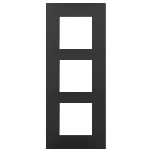 [NIK200-76300] Plaque triple verticale - Entraxe 60mm - Pure - Bakelite piano black  - Niko