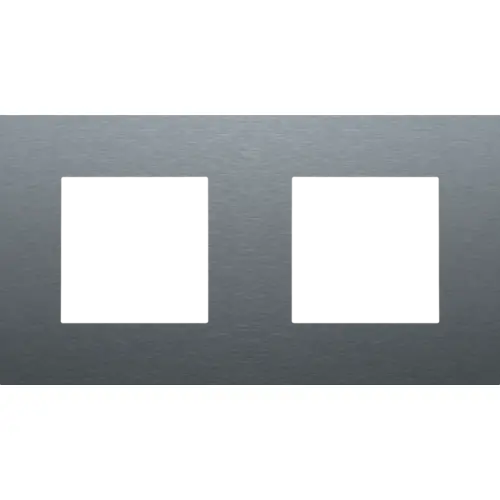 [NIK226-76800] Plaque double horizontale - Entraxe 71mm - Pure - Alu blue grey brushed - Niko
