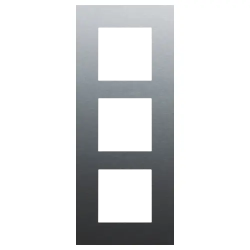 [NIK226-76300] Plaque triple verticale - Entraxe 60mm - Pure - Alu blue grey brushed - Niko