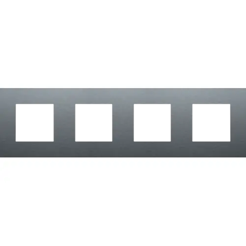 [NIK226-76400] Plaque quadruple horizontale - Entraxe 71mm - Pure - Alu blue grey brushed - Niko