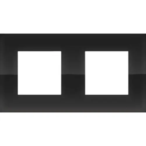 [NIK242-76800] Plaque double horizontale - Entraxe 71mm - Pure Liquid black - Niko