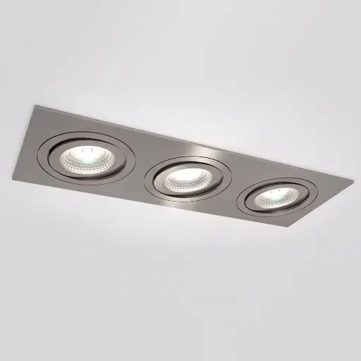 [IDTL413534ABZ] Spot encastré Silverstone T - Triple - Orientable - à ressorts - Alu brossé - GU10 - ID To Light
