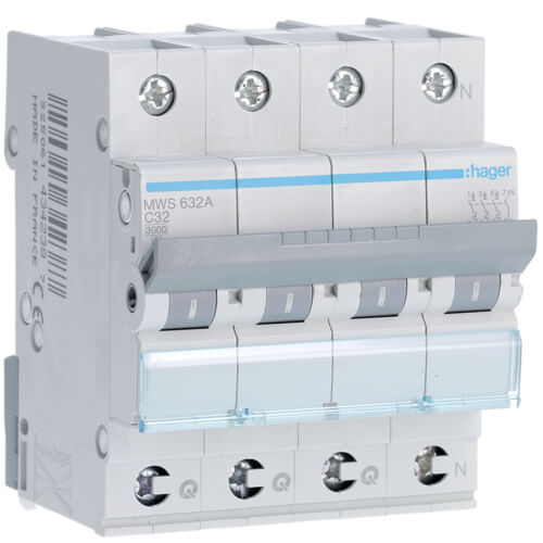 [HAGMWS640A] Disjoncteur 4P - 3KA - 40A - Courbe C - Quick connect - Hager
